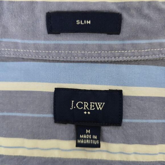 J. Crew Shirt Men M Slim Fit Blue White Multicolor Horizontal Striped L/S - Picture 10 of 11